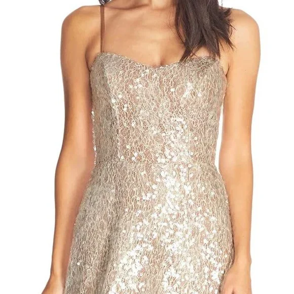 Dress the Population | Dresses | Dress The Population Womens Antonia Sequin  Lace Fit Flare Midi Dress | Poshmark